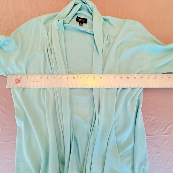 NWOT Carlisle Mint Green Cashmere Open Front Draped Cardigan Size XL MSRP $495 - Picture 2 of 10